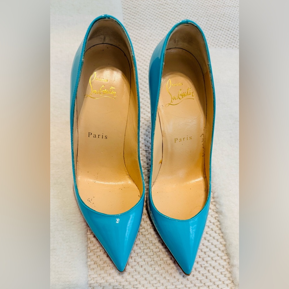Christian Louboutin Turquoise Heels with Red Sole